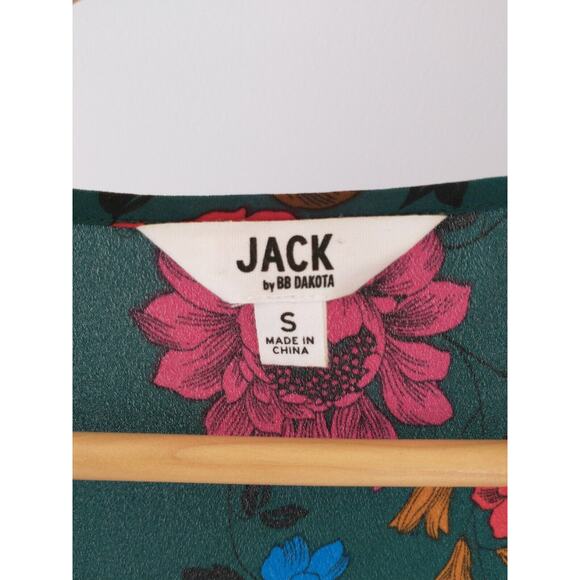 Jack by BB Dakota Women's Peasant Top Blouse V-Neck Small Floral Slit Sleeve - Picture 6 of 13